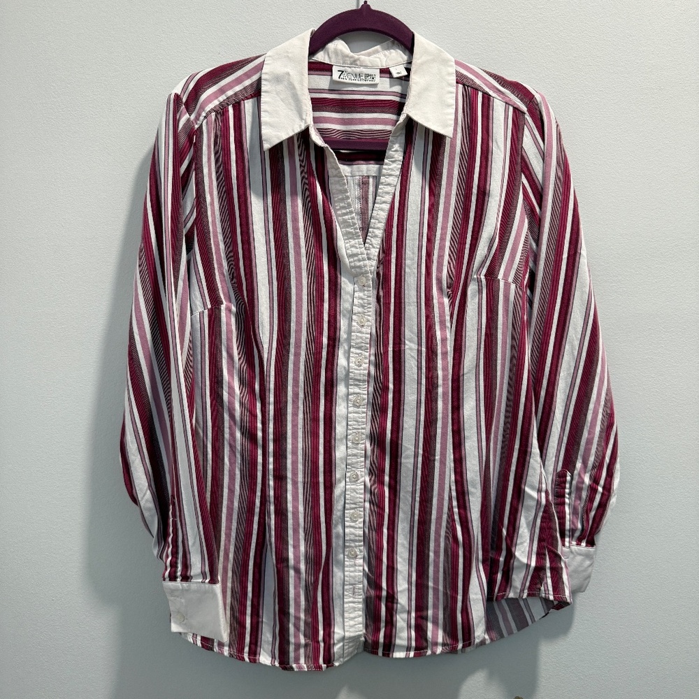 Cute Burgundy and Gray Striped Shirt